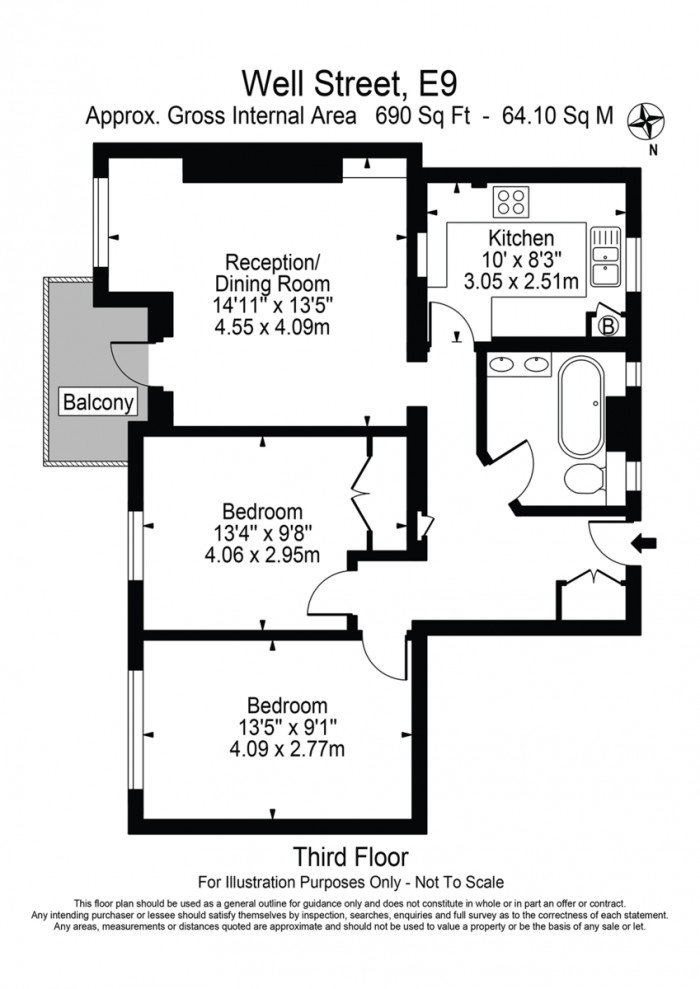 Floorplan for Well Street, E9