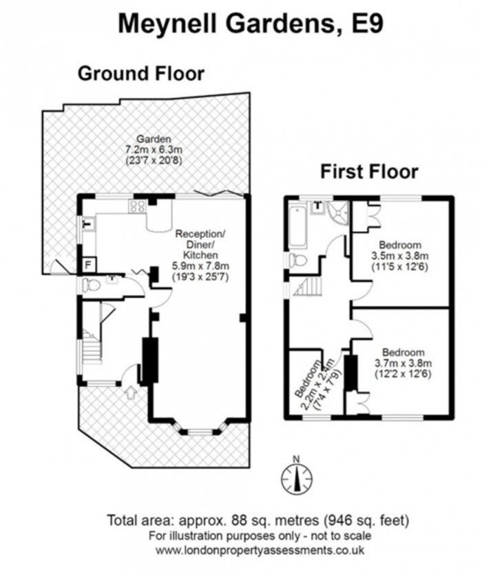 Floorplan for Meynell Gardens, E9